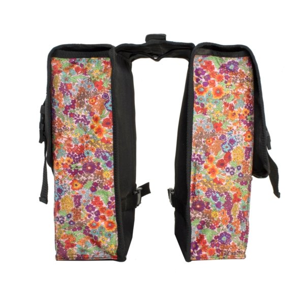 BOLSO ALFORJA DOBLE MUJER NEGRO FLOREADO